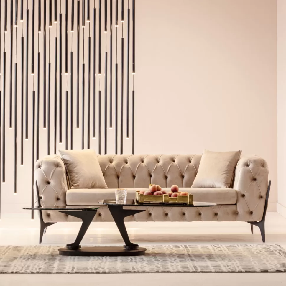 KARE Design Bank Bellissima 2-Seater Velvet Beige 200cm New