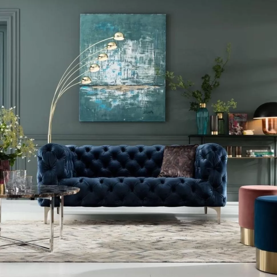 KARE Design Bank Look 2-Zits Fluweel Blauw Online