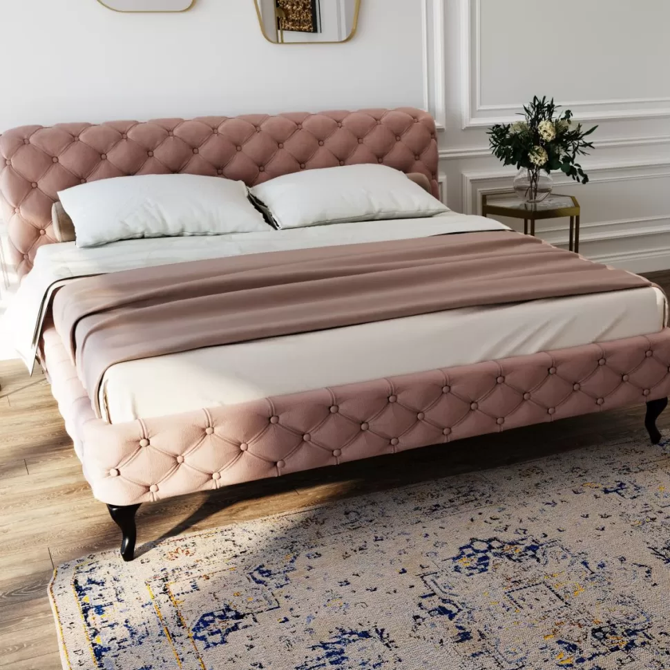 KARE Design Bed Desire Fluweel Ecru 180x200cm Shop