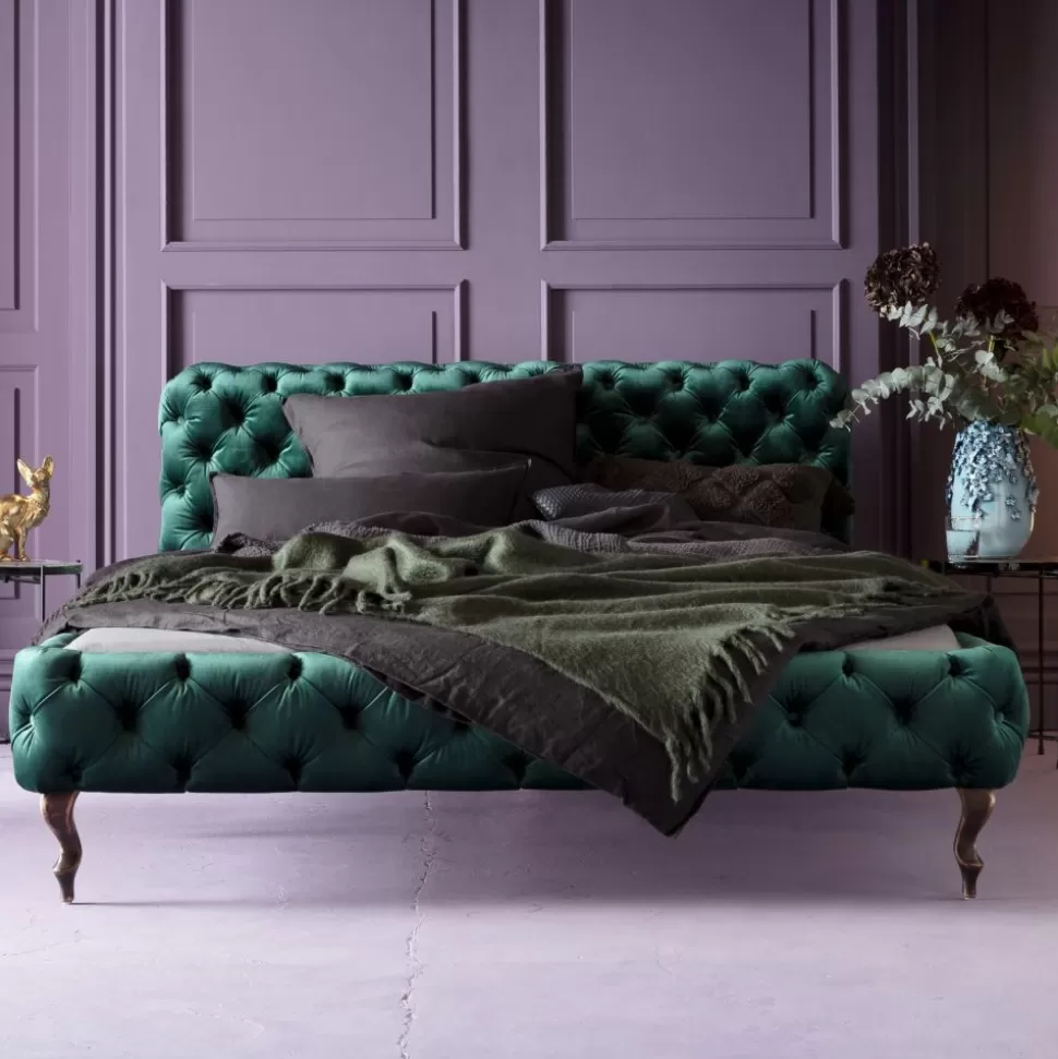 KARE Design Bed Desire Fluweel Groen 160x200cm Clearance