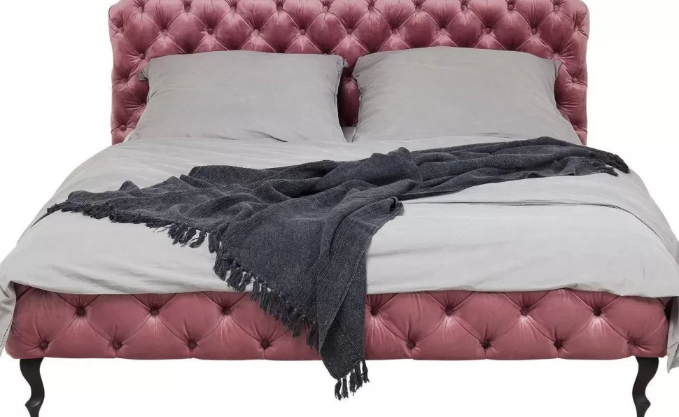 KARE Design Bed Desire Fluweel Roze 160x200cm Fashion