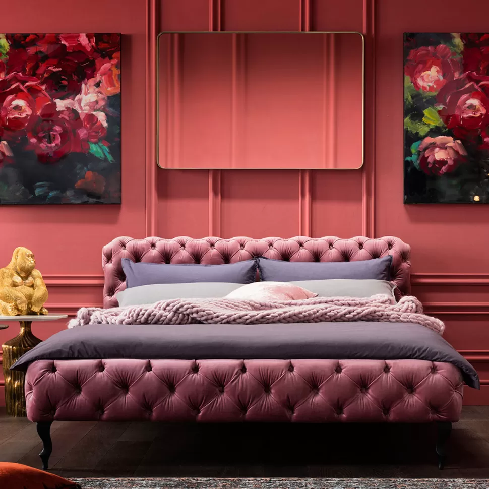 KARE Design Bed Desire Fluweel Roze 180x200cm Cheap