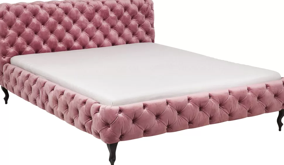 KARE Design Bed Desire Fluweel Roze 180x200cm Cheap