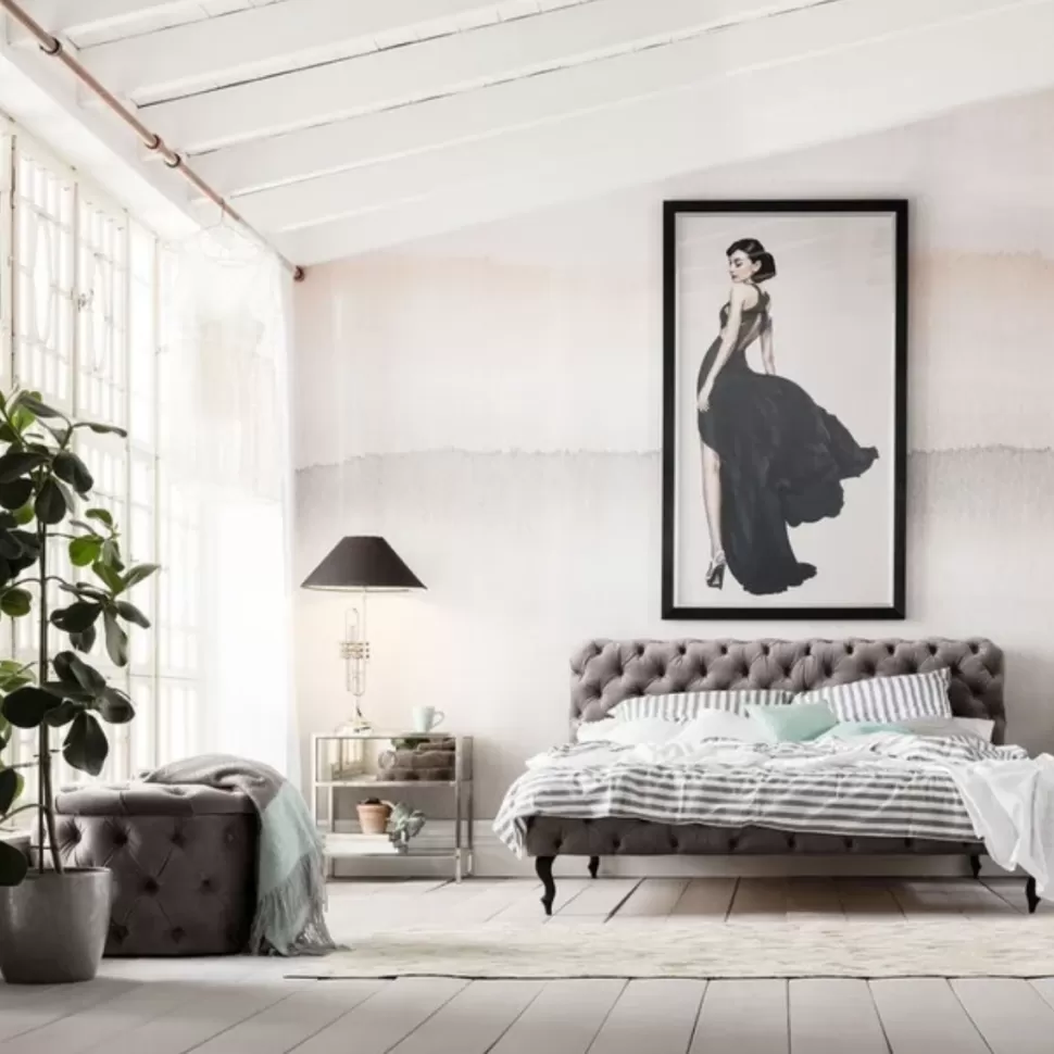KARE Design Bed Desire Fluweel Zilvergrijs 160x200cm Clearance