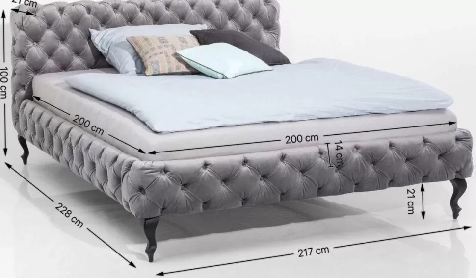 KARE Design Bed Desire Fluweel Zilvergrijs 200x200cm Shop