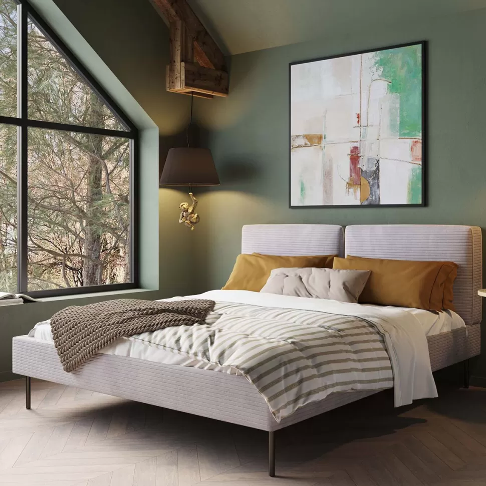 KARE Design Bed East Side Cord Grey 160x200cm Flash Sale