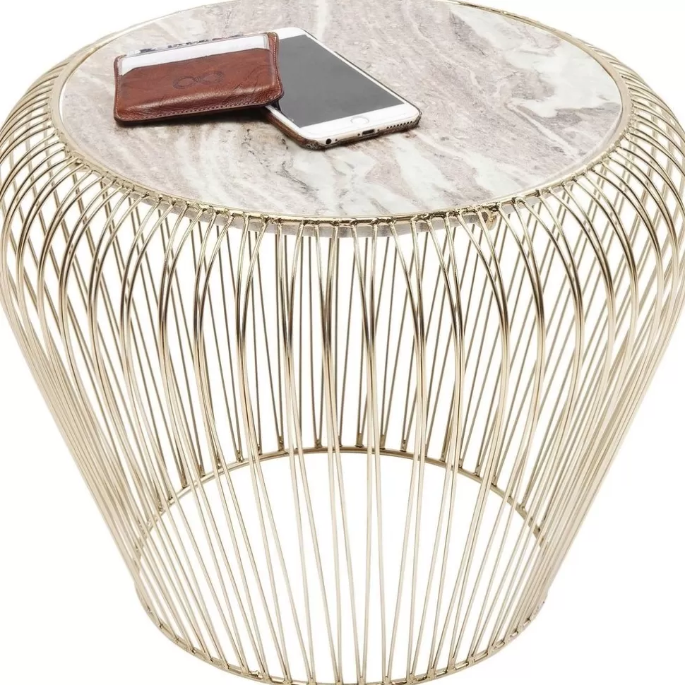 KARE Design Bijzettafel Beam Grijs Marmeren Messing Ø43cm Shop