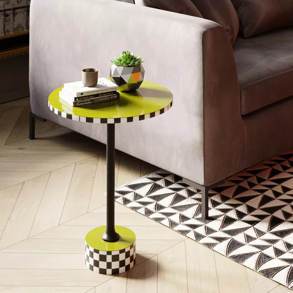 KARE Design Bijzettafel Domero Checkers Olive Ø25cm Fashion