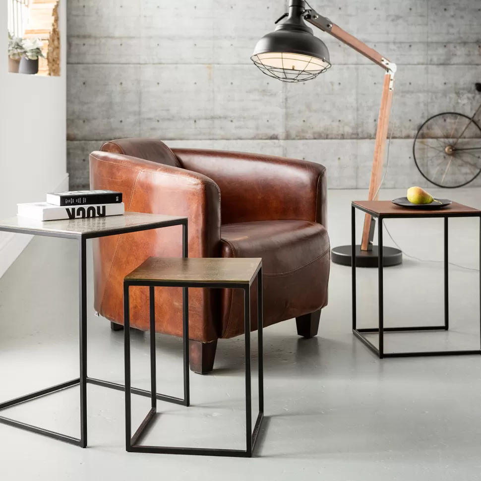 KARE Design Bijzettafel Loft Vierkant Vintage (3-delig) 41x41cm Discount