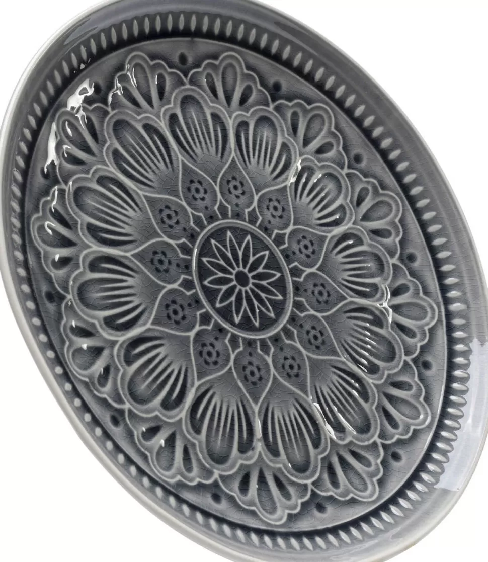 KARE Design Bord Sicilia Mandala Grijs Ø27cm Fashion