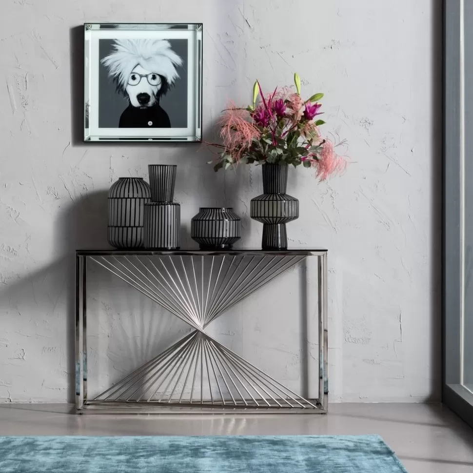 KARE Design Console Laser Zilver Helder Glas 120x40cm Online