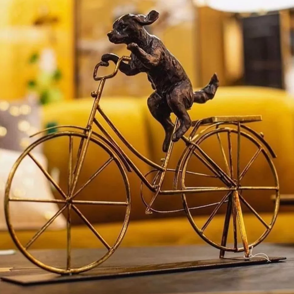 KARE Design Decofiguur Dog With Bicycle Clearance