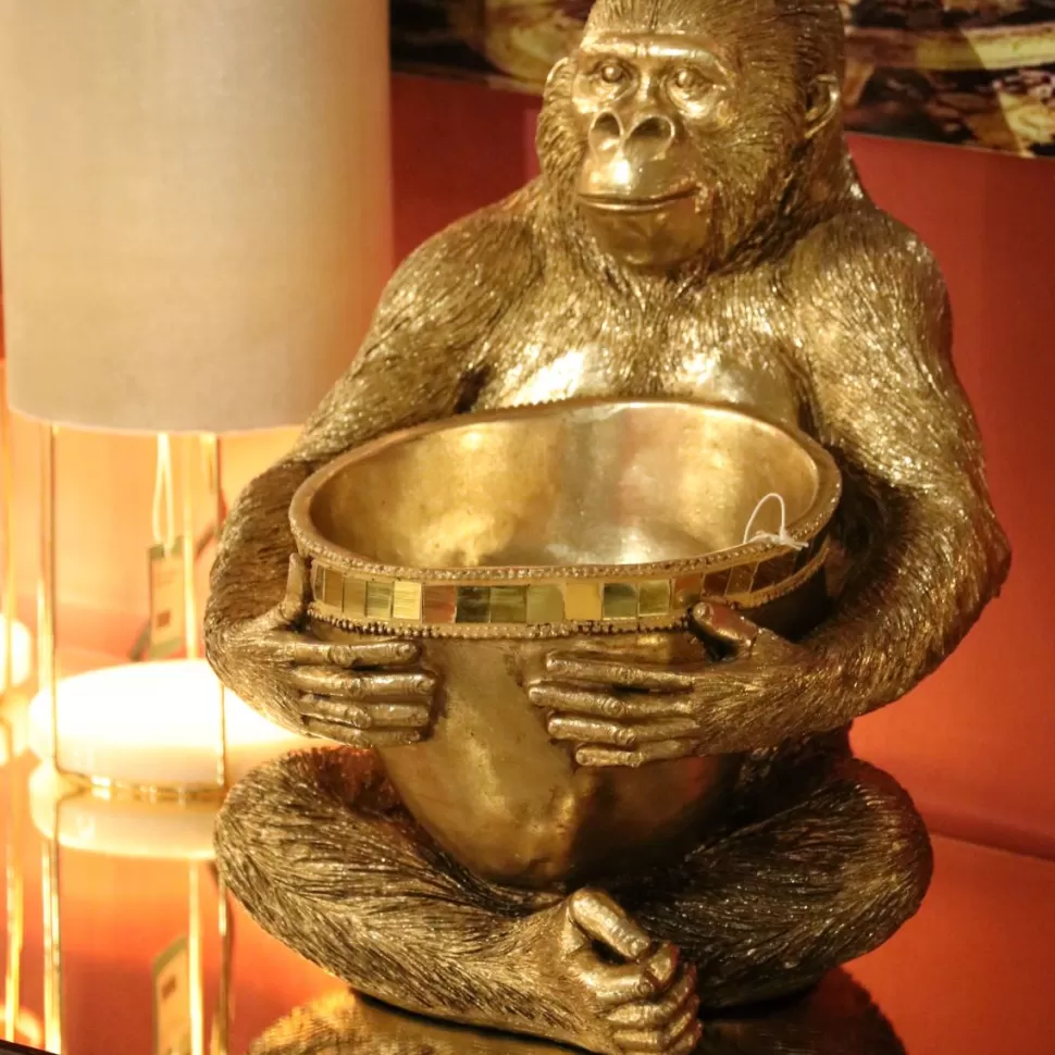 KARE Design Decofiguur Gorilla Holding Bowl Goud Flash Sale