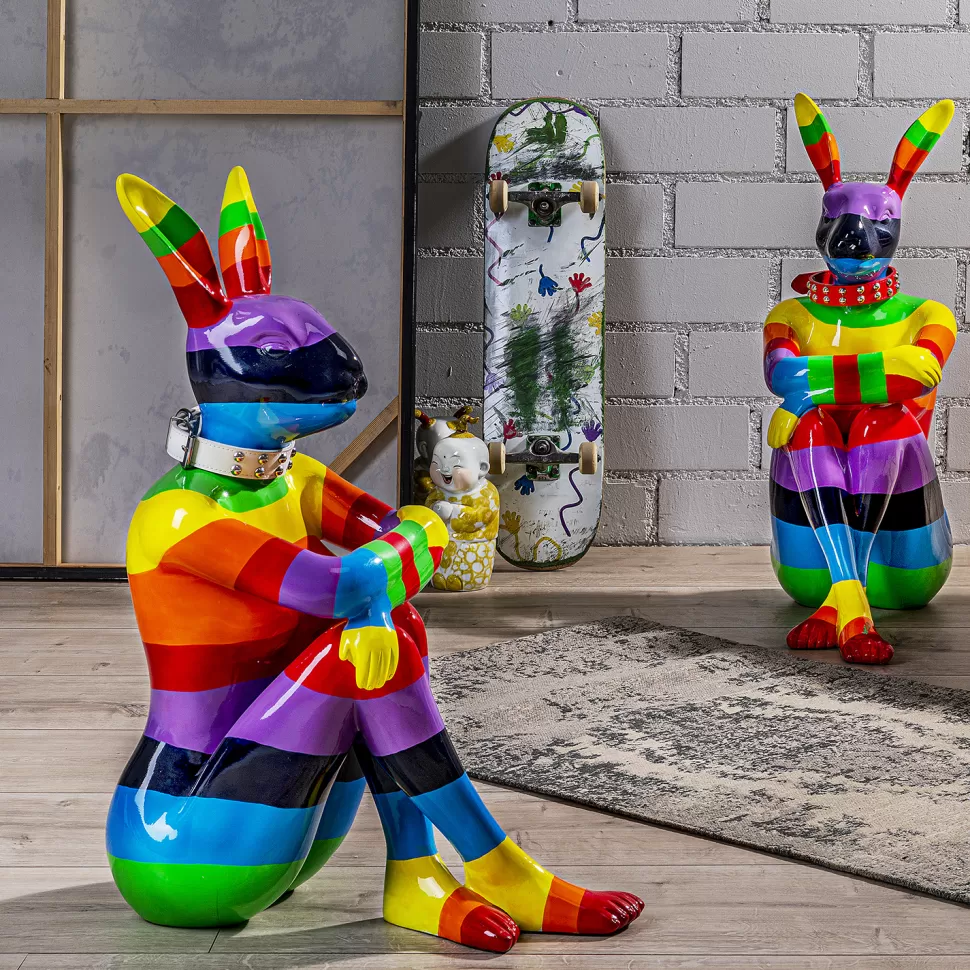 KARE Design Decofiguur Sitting Rabbit Regenboog 80cm Fashion