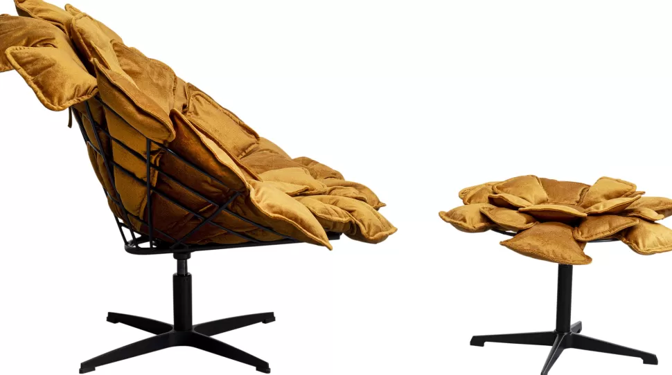 KARE Design Draaibare Fauteuil + Hocker Blossom Flash Sale