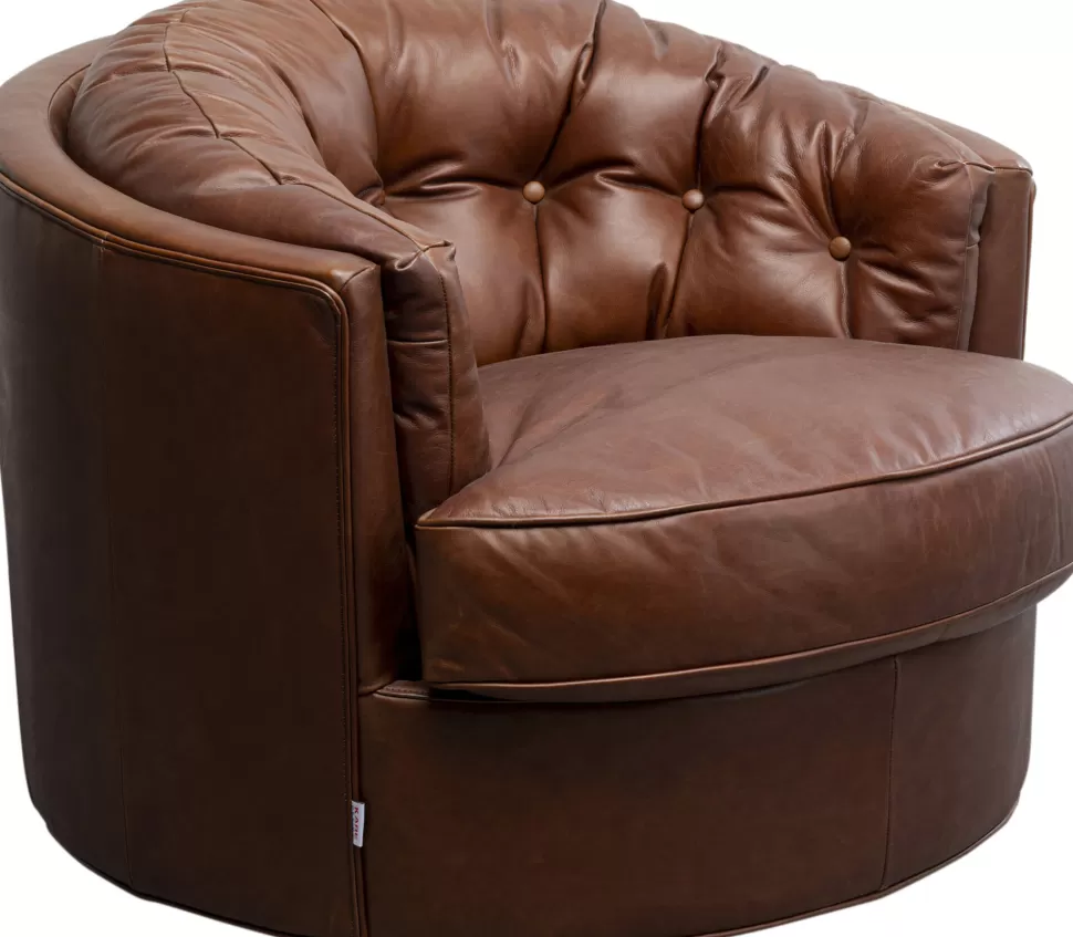 KARE Design Draaibare Fauteuil Music Hall Leather Brown Cheap