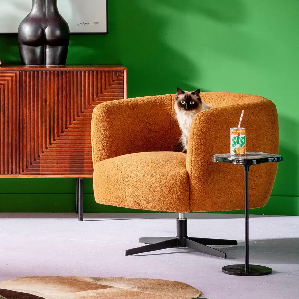 KARE Design Draaifauteuil Peony Fuzzy Brown Flash Sale