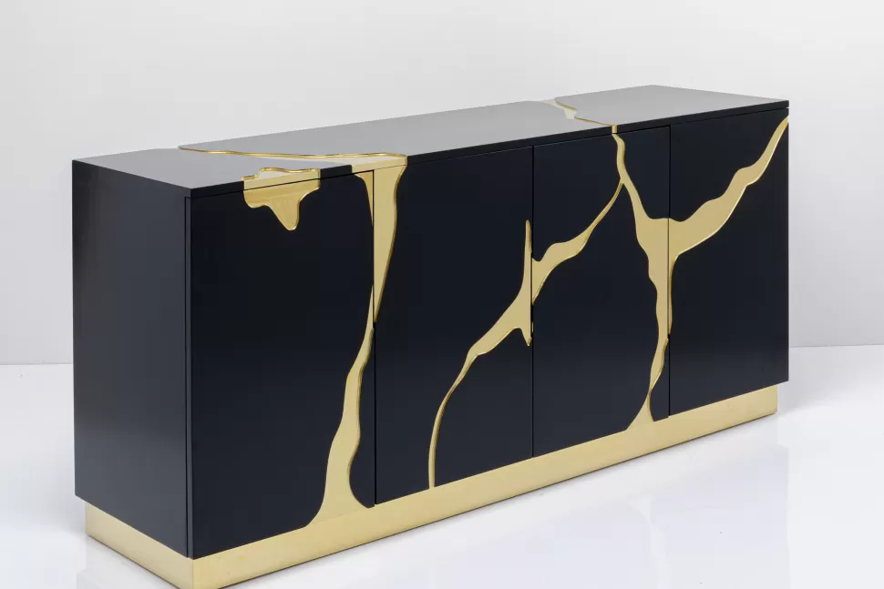 KARE Design Dressoir Cracked Black Gold 165x80cm Flash Sale