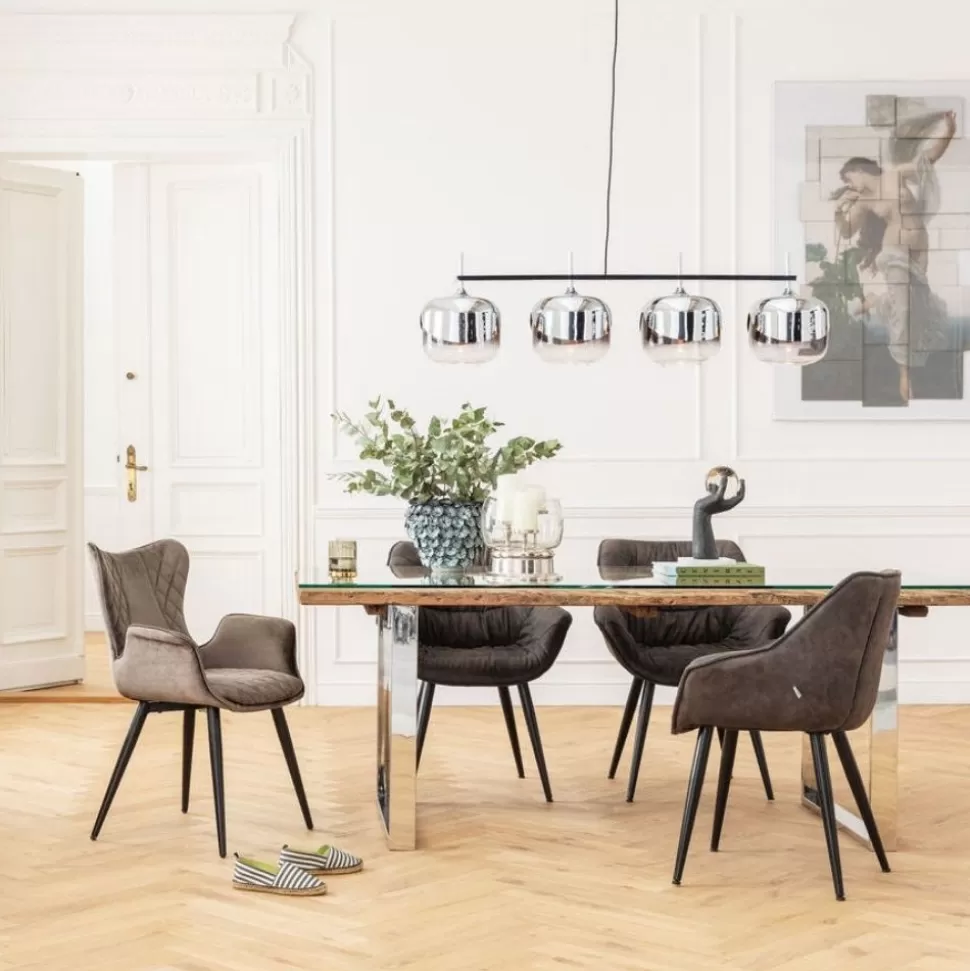 KARE Design Eetkamerstoel Black Marshall Fluweel Grijs Best
