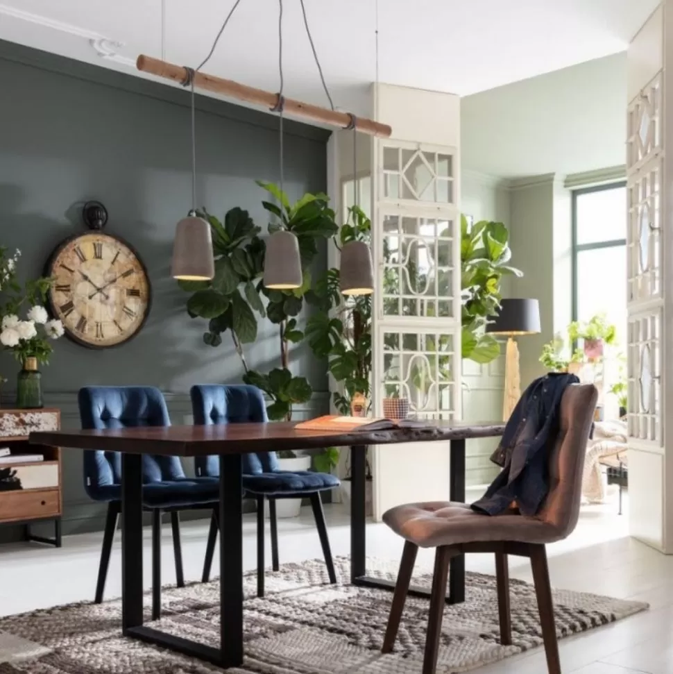 KARE Design Eetkamerstoel Black Moritz Fluweel Blauw Outlet