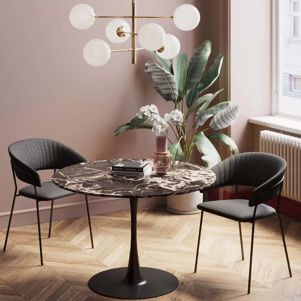 KARE Design Eettafel Schickeria Marble Black 110cm New