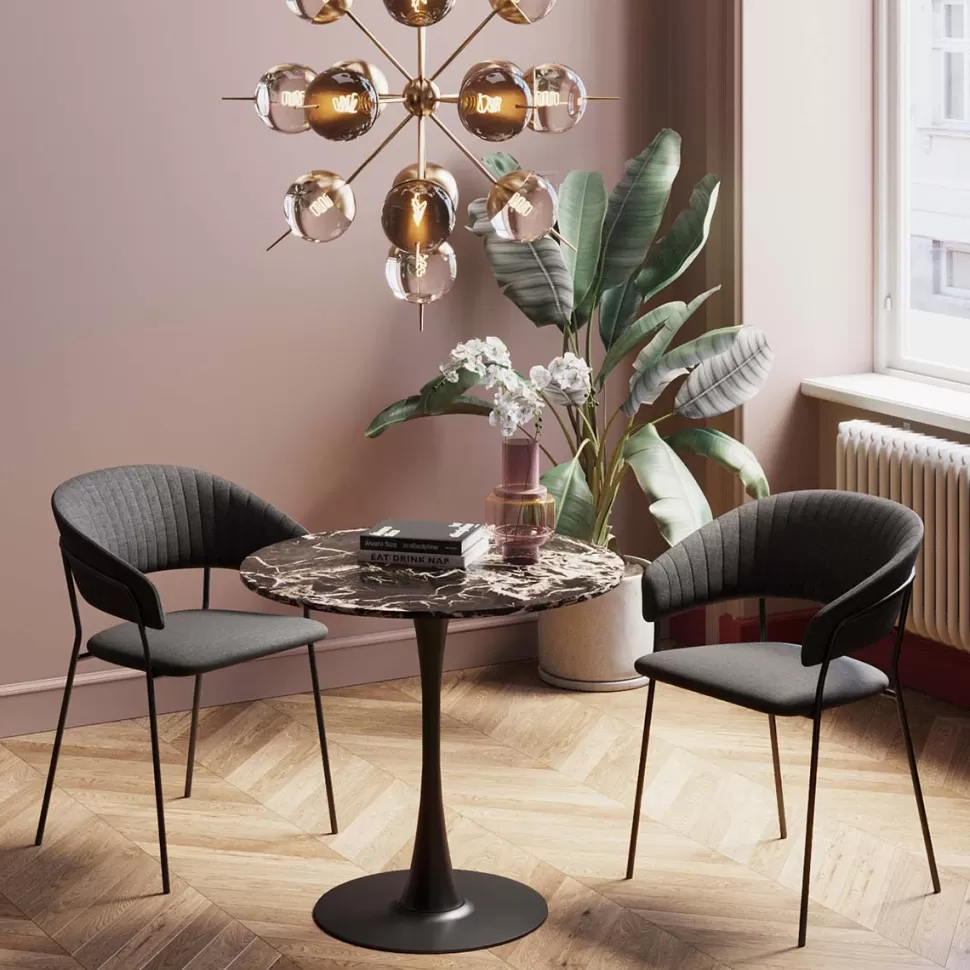 KARE Design Eettafel Schickeria Marble Black Ø80cm Outlet