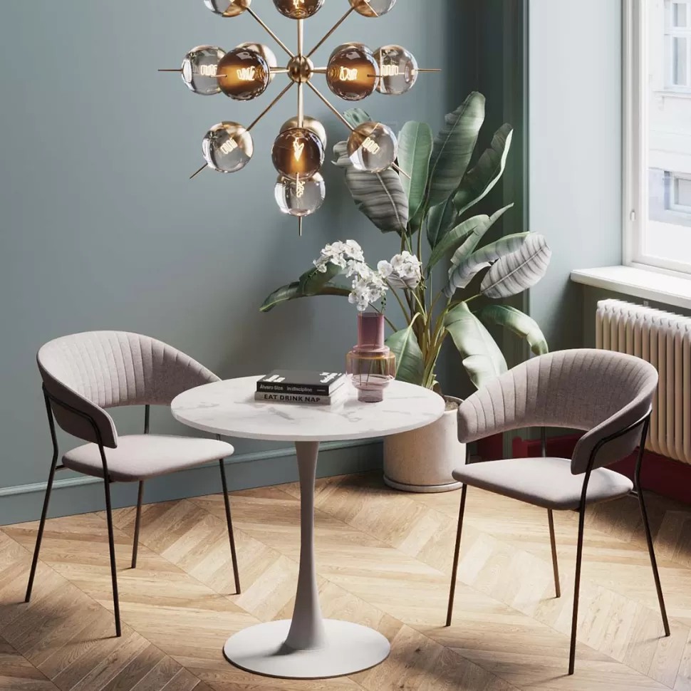 KARE Design Eettafel Schickeria Marble White Ø80cm Outlet