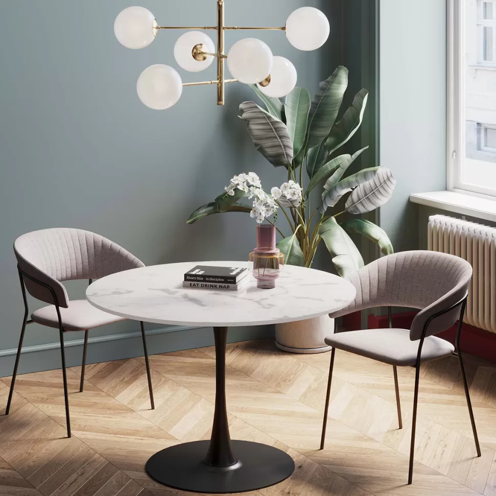 KARE Design Eettafel Schickeria Marble White Black 110cm Fashion