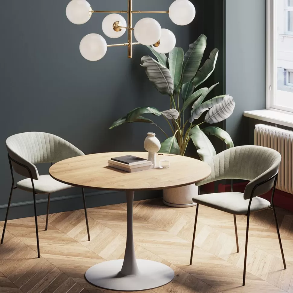 KARE Design Eettafel Schickeria Oak Print White Ø110cm Best Sale