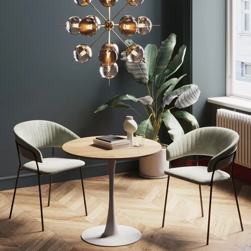 KARE Design Eettafel Schickeria Oak Print White Ø80cm Store
