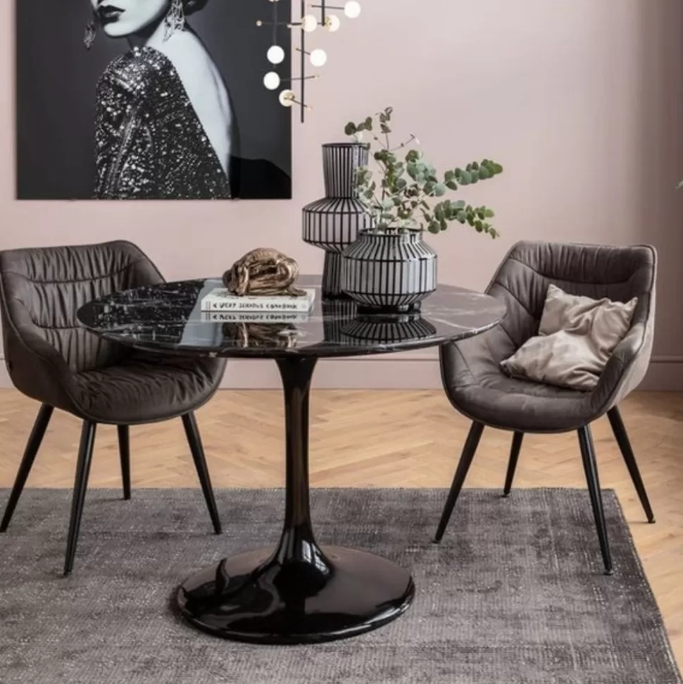 KARE Design Eettafel Solo Marmer Zwart Ø110cm New