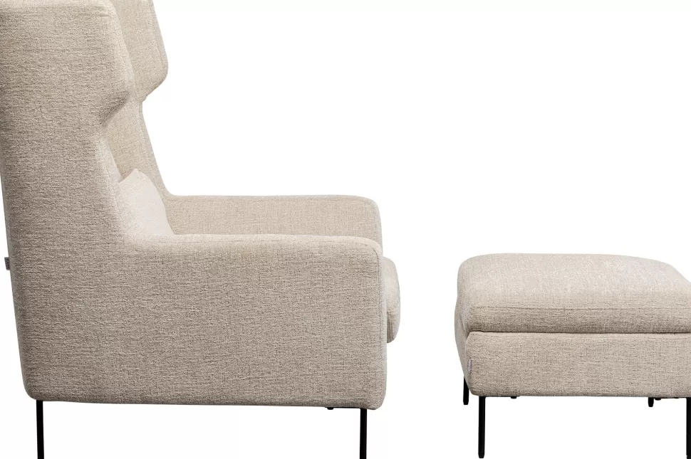 KARE Design Fauteuil + Hocker Quinn High Beige Hot