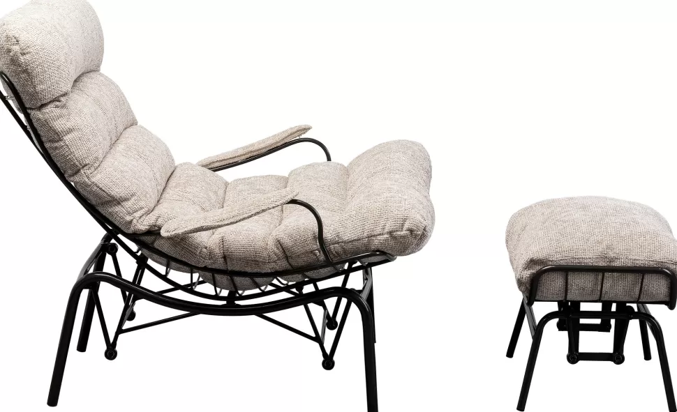 KARE Design Fauteuil + Hocker Vienna Swing Beige New