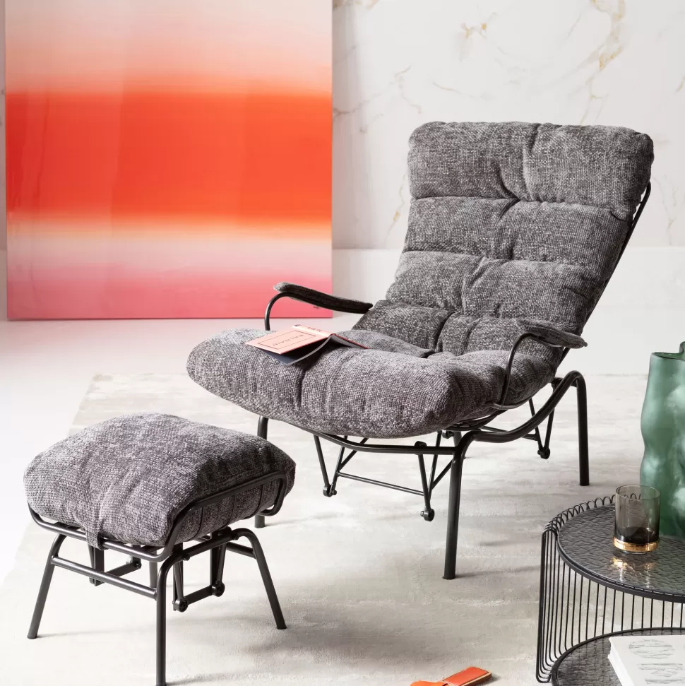 KARE Design Fauteuil + Hocker Vienna Swing Grey Hot