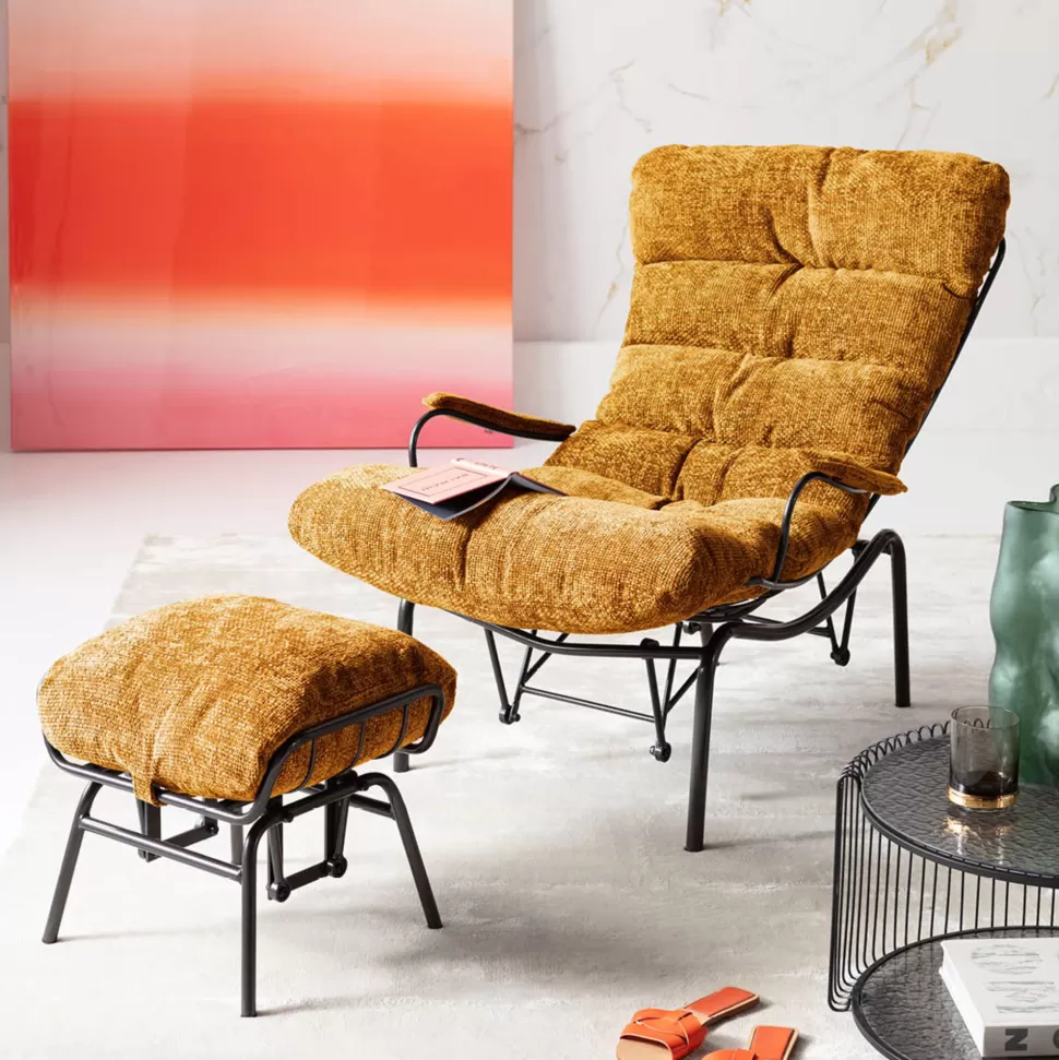 KARE Design Fauteuil + Hocker Vienna Swing Yellow Shop