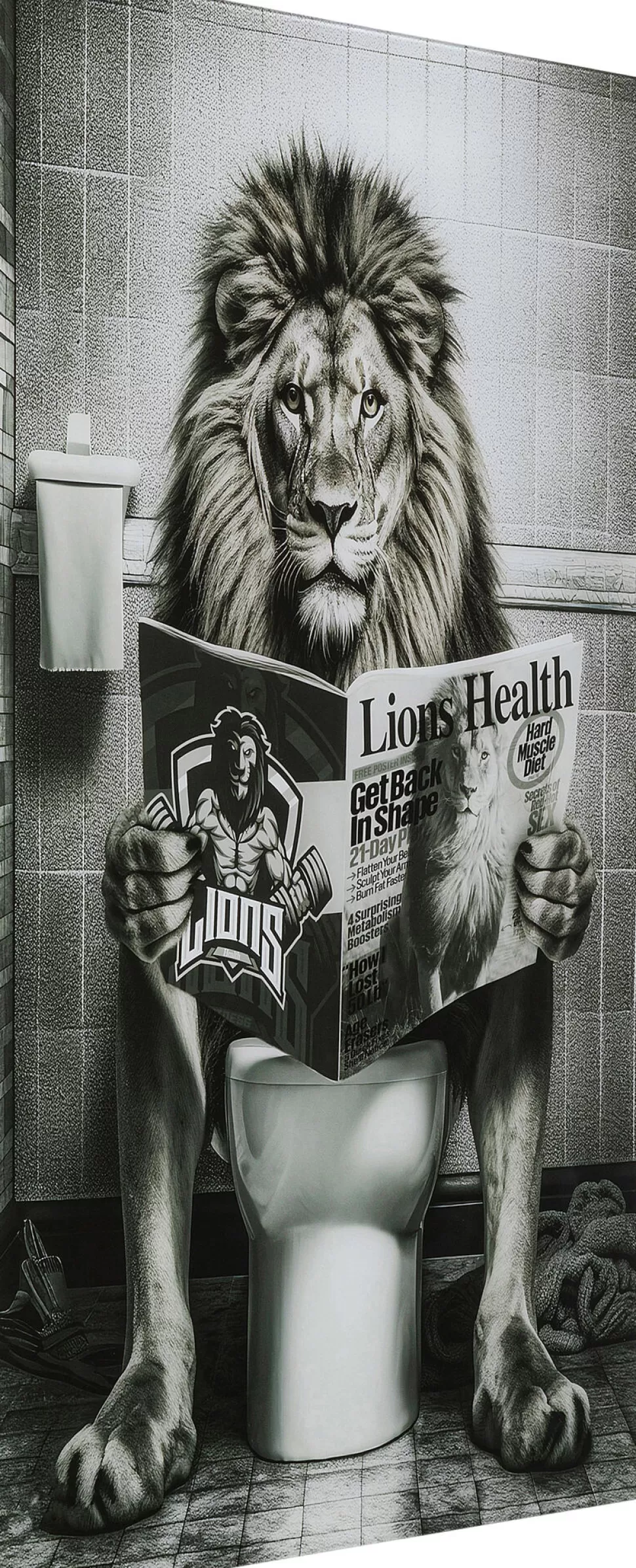 KARE Design Glasschilderij Bath Lion 60x80cm Clearance