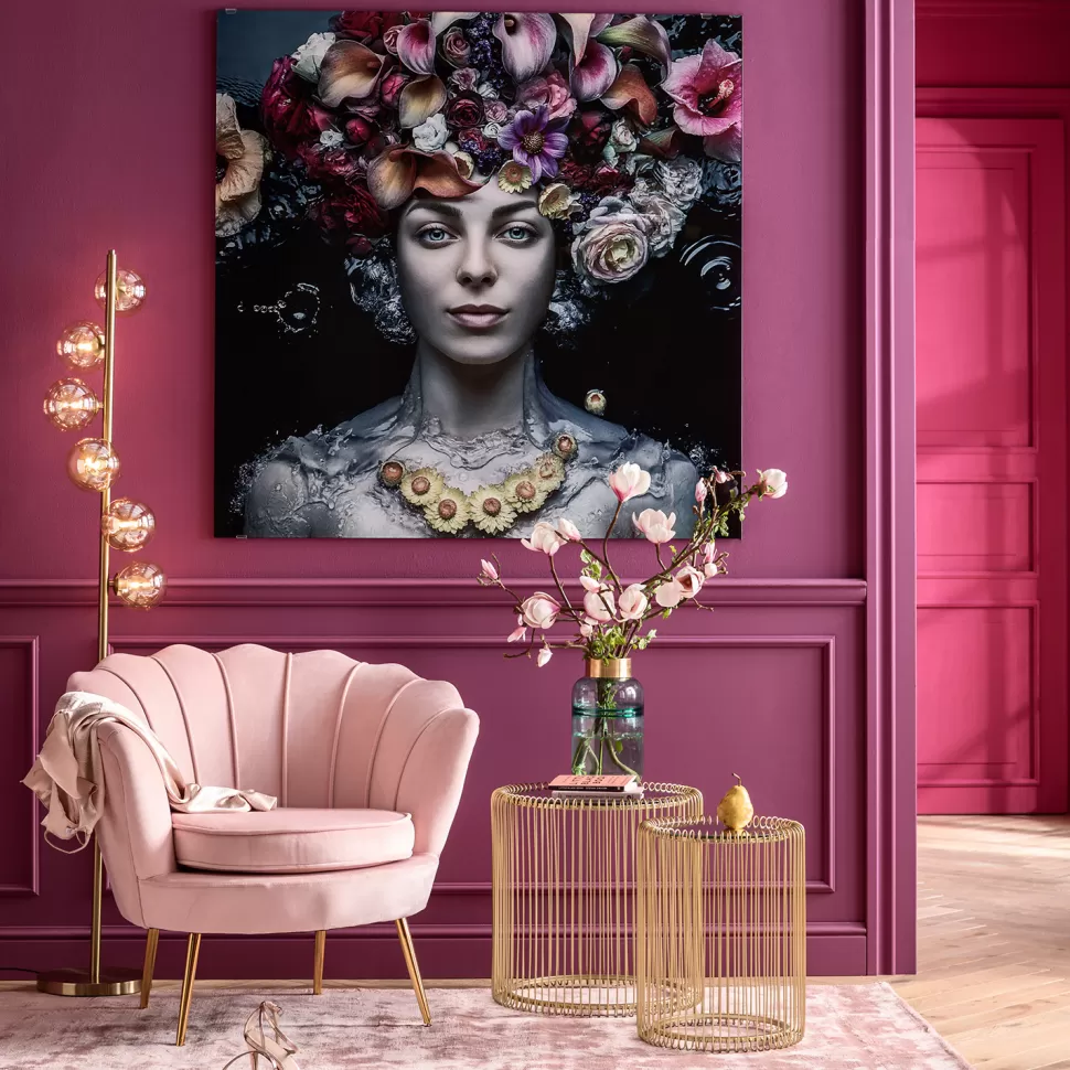 KARE Design Glasschilderij Flower Art Lady 120x120cm Cheap