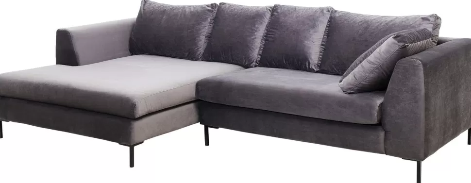 KARE Design Hoekbank Gianni Fluweel Grijs Links Zwart Cheap