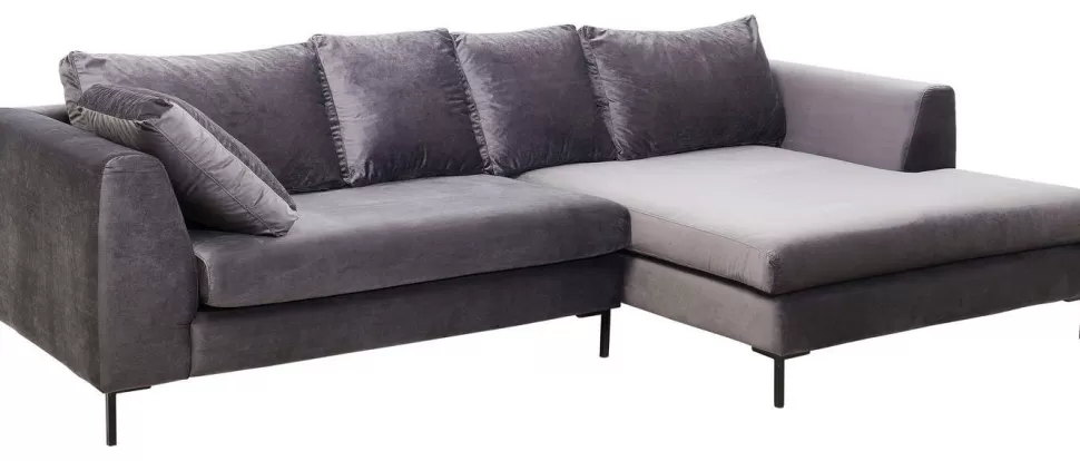 KARE Design Hoekbank Gianni Fluweel Grijs Rechts Zwart Store
