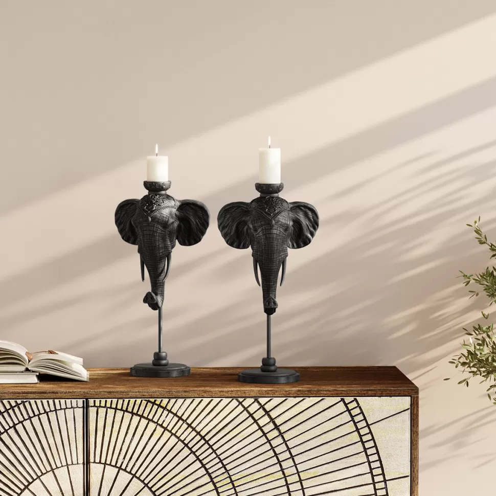 KARE Design Kandelaar Elephant Head Black 49cm Sale