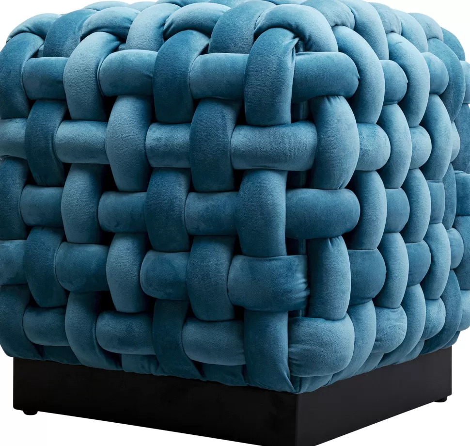KARE Design Kruk Weave Square Blauw 47x47cm Store