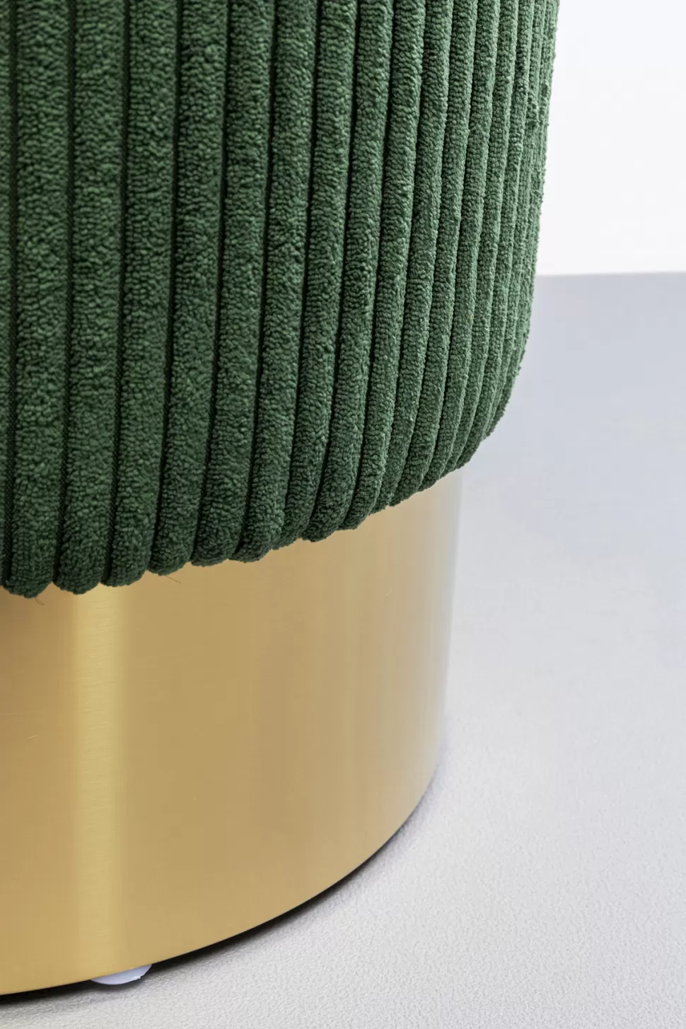 KARE Design Poef Cherry Dark Green Cord Brass Ø35cm Discount