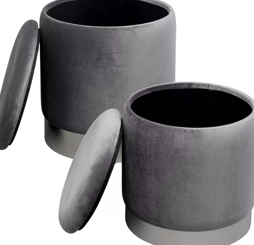 KARE Design Poef Cherry Storage Grey Silver (2/set) Fashion