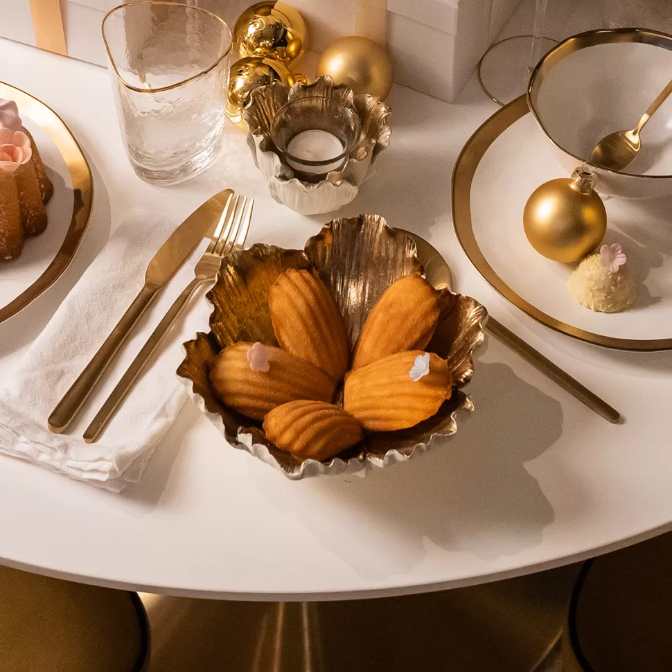 KARE Design Schaal Flower Bloom Creme Goud Ø25 Sale