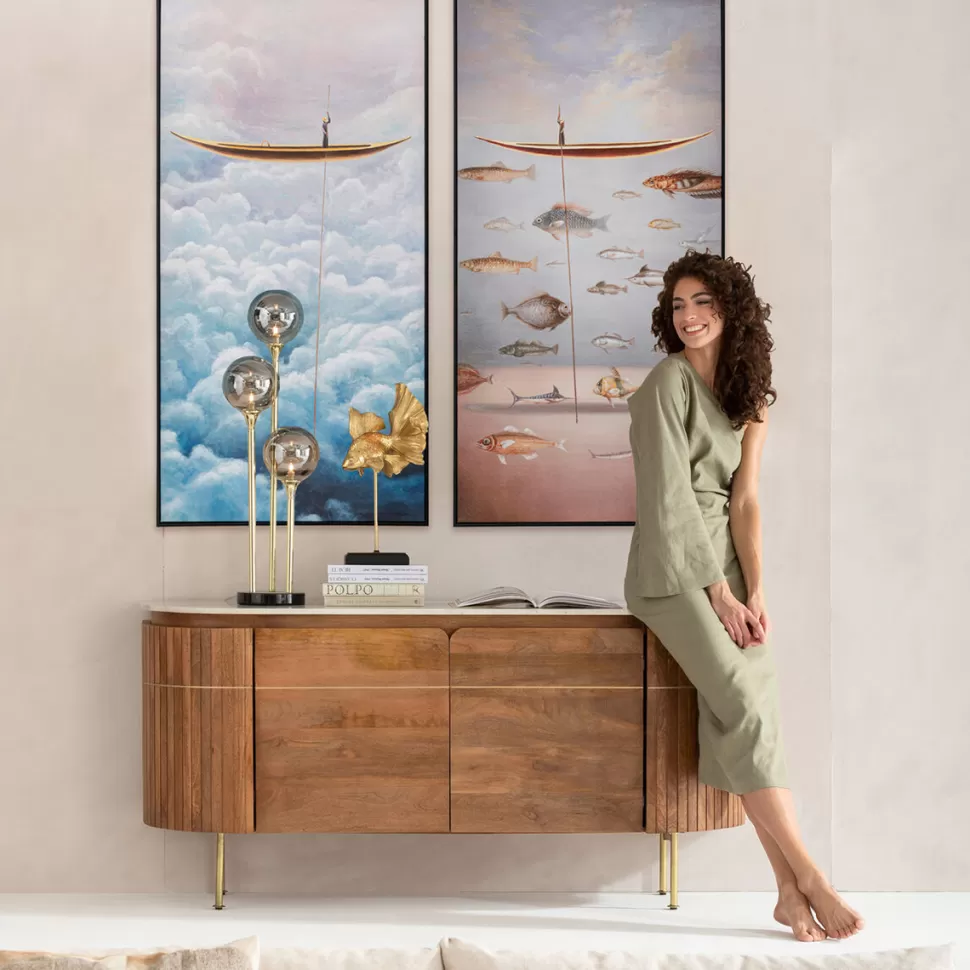KARE Design Schilderij Met Lijst Cloud Boat 60x120cm Outlet