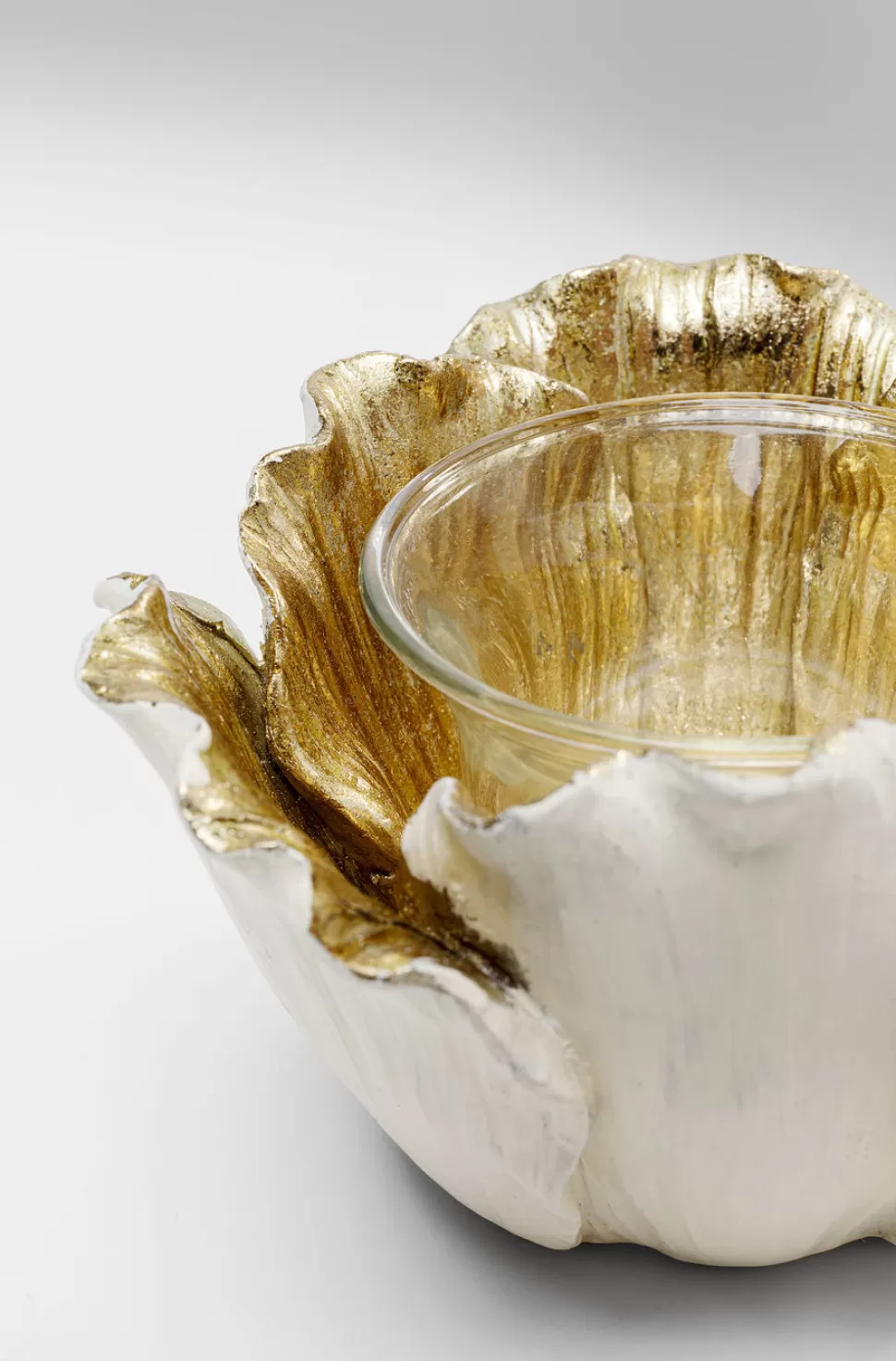 KARE Design Theelichthouder Flower Bloom Creme Goud Ø10cm Sale