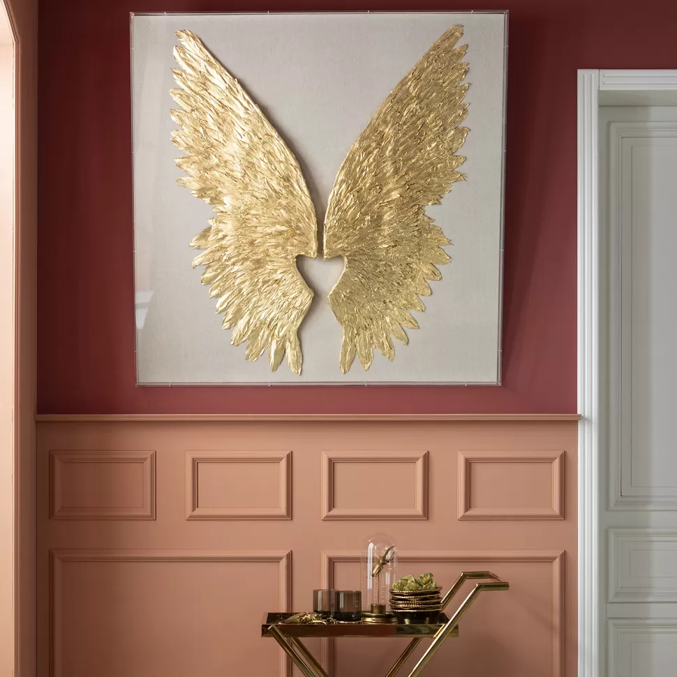 KARE Design Wanddecoratie Wings Goud-Wit 120x120cm Cheap