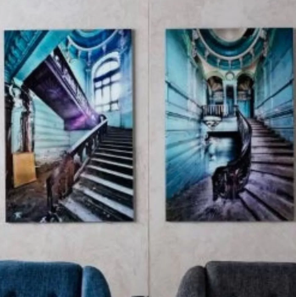 KARE Design Wandfoto Glass Old Staircase 120x80 Cm Hot